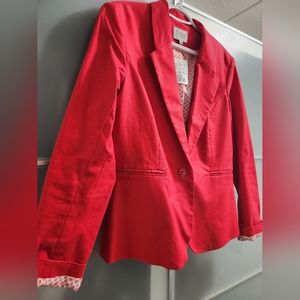 Red, Cotton, lined blazer. Size large
